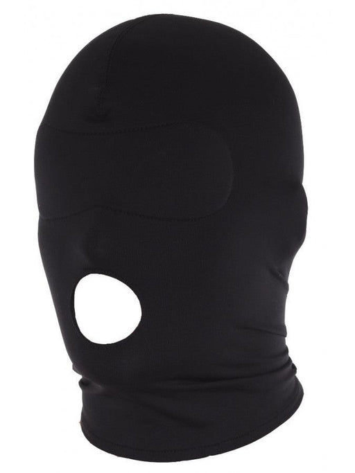 Rimba - Hood - Hoofdmasker Uit Elastische Stof Met Open Mond - Zwart-Erotiekvoordeel.nl