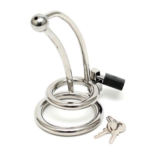 Rimba Bondage Play - Stretcher uretrale in acciaio inossidabile di alta qualità con blocco del pene e cockring - Erotiekvoordeel.nl