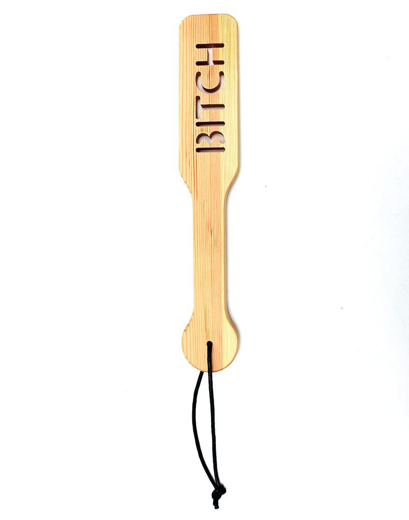 Rimba Bondage Play - Paletta per sculacciate in legno con scritta “Bitch” - Erotiekvoordeel.nl