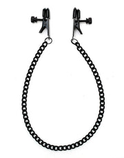 Rimba Bondage Play - Małe Zaciski Na Sutki Z Regulowaną śrubą I łańcuszkiem - Czarne - Erotiekvoordeel.nl