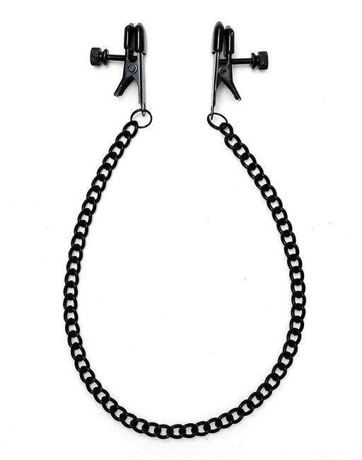 Rimba Bondage Play - Małe Zaciski Na Sutki Z Regulowaną śrubą I łańcuszkiem - Czarne - Erotiekvoordeel.nl