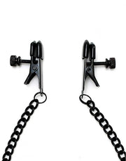Rimba Bondage Play - Małe Zaciski Na Sutki Z śrubą Regulacyjną I łańcuszkiem - Czarne - Erotiekvoordeel.nl
