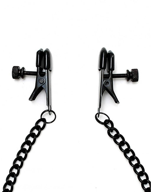 Rimba Bondage Play - Małe Zaciski Na Sutki Z śrubą Regulacyjną I łańcuszkiem - Czarne - Erotiekvoordeel.nl