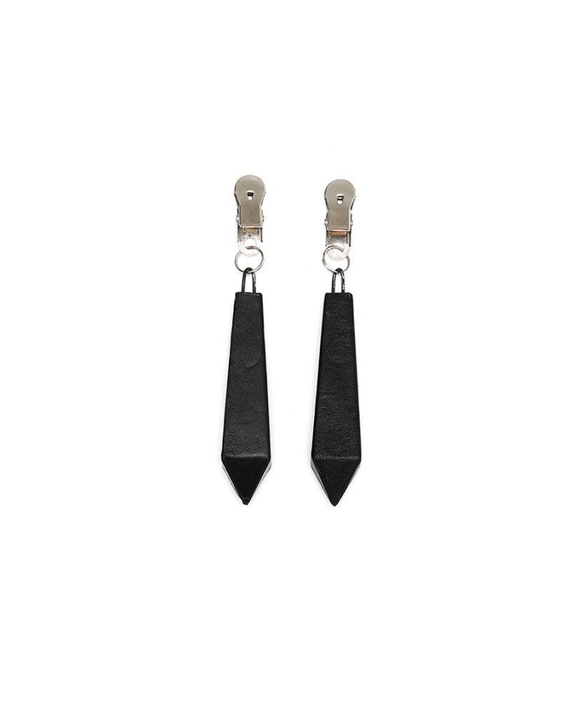 Rimba Bondage Play - Clamps With Black Leather-Covered Weights - Erotiekvoordeel.nl