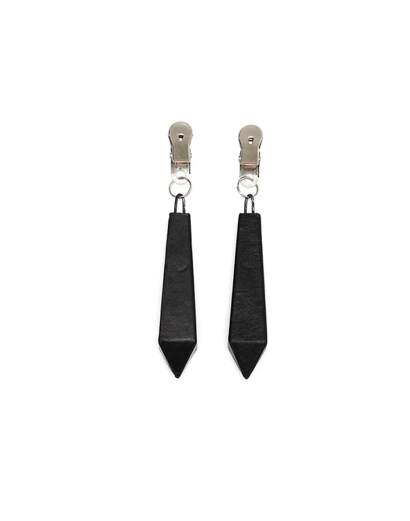 Rimba Bondage Play - Clamps With Black Leather-Covered Weights - Erotiekvoordeel.nl