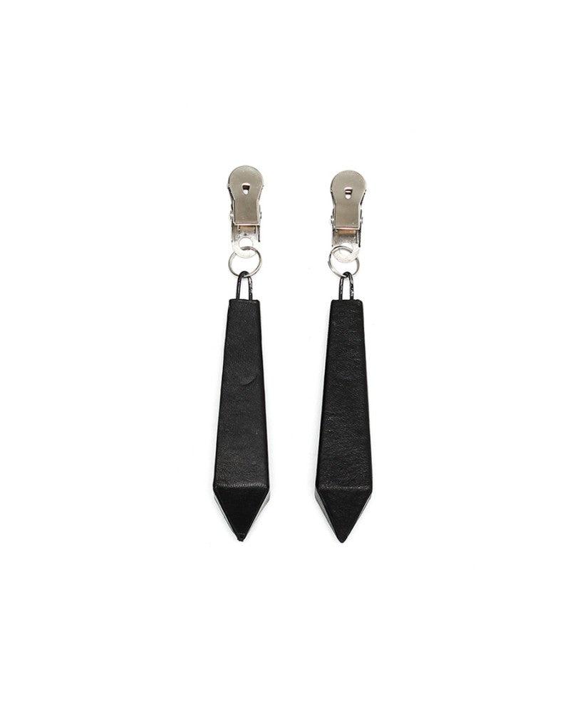 Rimba Bondage Play - Clamps With Black Leather-Covered Weights - Erotiekvoordeel.nl