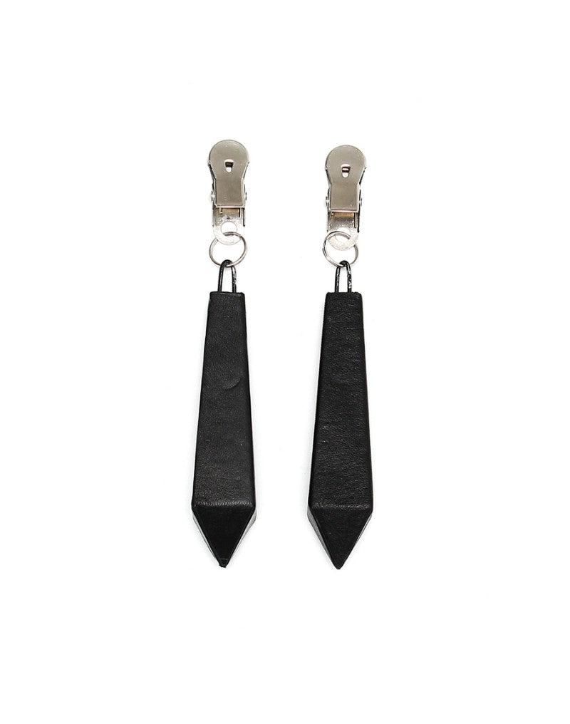 Rimba Bondage Play - Clamps with Black Leather-Covered Weights - Erotiekvoordeel.nl