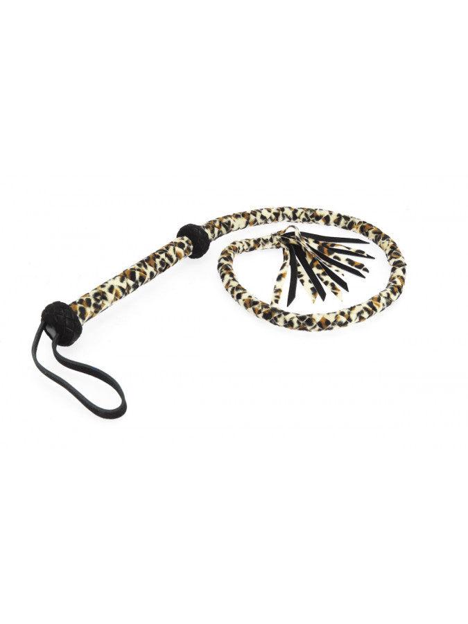 Rimba Bondage Play - Frusta da toro corta in pelle scamosciata - Stampa leopardo - Erotiekvoordeel.nl