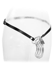 Rimba Bondage Play - Cintura di castità - Slip di castità in pelle con gabbia di castità in metallo - Taglia unica - Erotiekvoordeel.nl