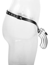 Rimba Bondage Play - Cintura di castità - Slip di castità in pelle con gabbia di castità in metallo - Taglia unica - Erotiekvoordeel.nl