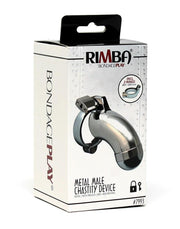 Rimba Bondage Play - Gabbia di castità - Gabbia metallica per il pene con lucchetto - Modello chiuso - Taglia unica - Argento-Erotiekvoordeel.nl