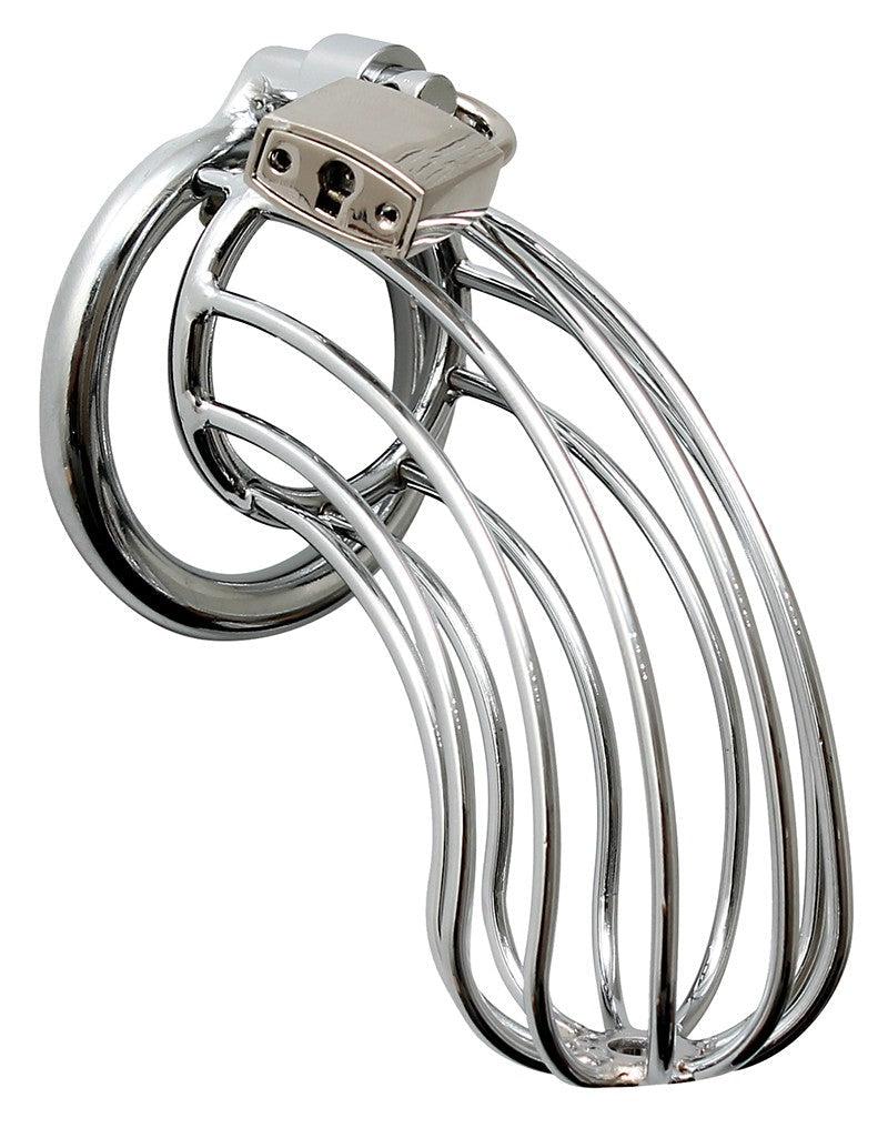 Rimba Bondage Play - Gabbia di castità - Gabbia per il pene in metallo cromato con lucchetto - A rete - Taglia unica - Erotiekvoordeel.nl