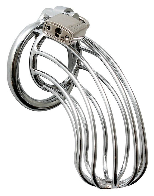 Rimba Bondage Play - Gabbia di castità - Gabbia per il pene in metallo cromato con lucchetto - A rete - Taglia unica - Erotiekvoordeel.nl