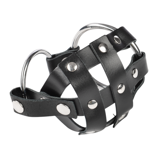 Rimba - Leather Scrotum Cage with Sharp Nails - Black-Erotiekvoordeel.nl