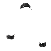 Rimba - Set di manette in pelle con collare e catena - Nero/Argento-Erotiekvoordeel.nl