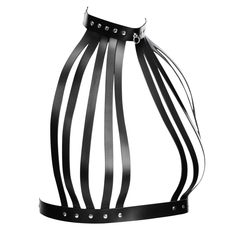 Rimba - Arnés de pecho de cuero con collar - Negro-Erotiekvoordeel.nl