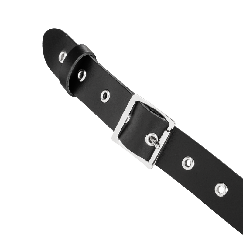 Rimba - Arnés de pecho de cuero con collar - Negro-Erotiekvoordeel.nl