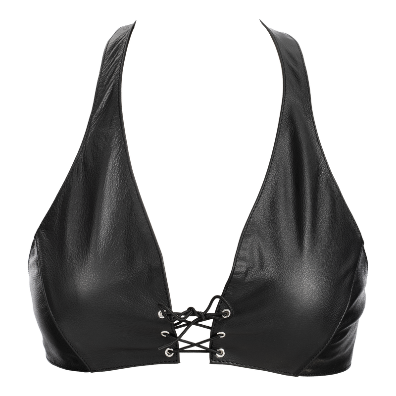 Rimba - Leather Bustier with Lace-Up Closure - Black-Erotiekvoordeel.nl