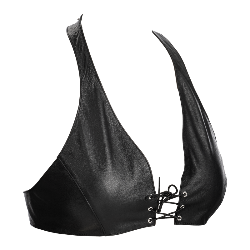 Rimba - Leather Bustier with Lace-Up Closure - Black-Erotiekvoordeel.nl