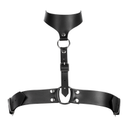 Rimba - Arnés de pecho de cuero con collar - Negro-Erotiekvoordeel.nl