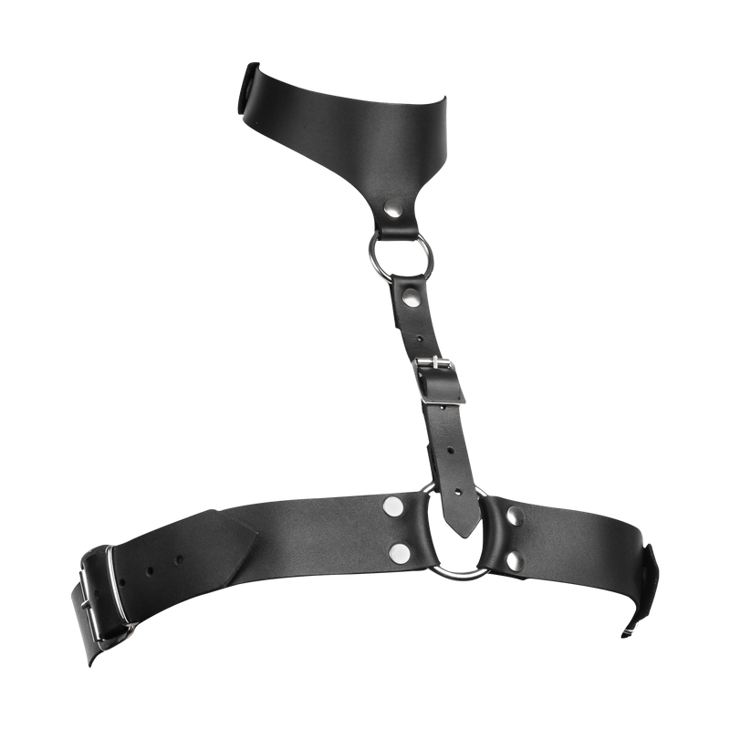Rimba - Arnés de pecho de cuero con collar - Negro-Erotiekvoordeel.nl