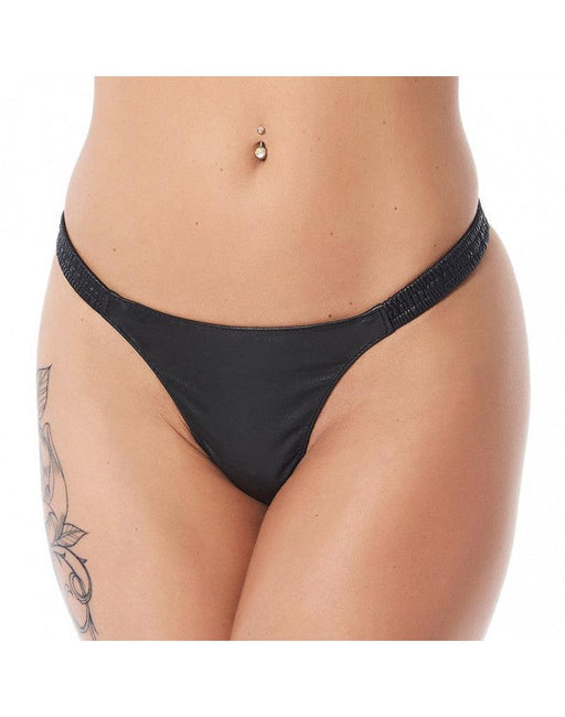 Rimba - Perizoma da donna in pelle - Lacci elasticizzati - Nero-Erotiekvoordeel.nl