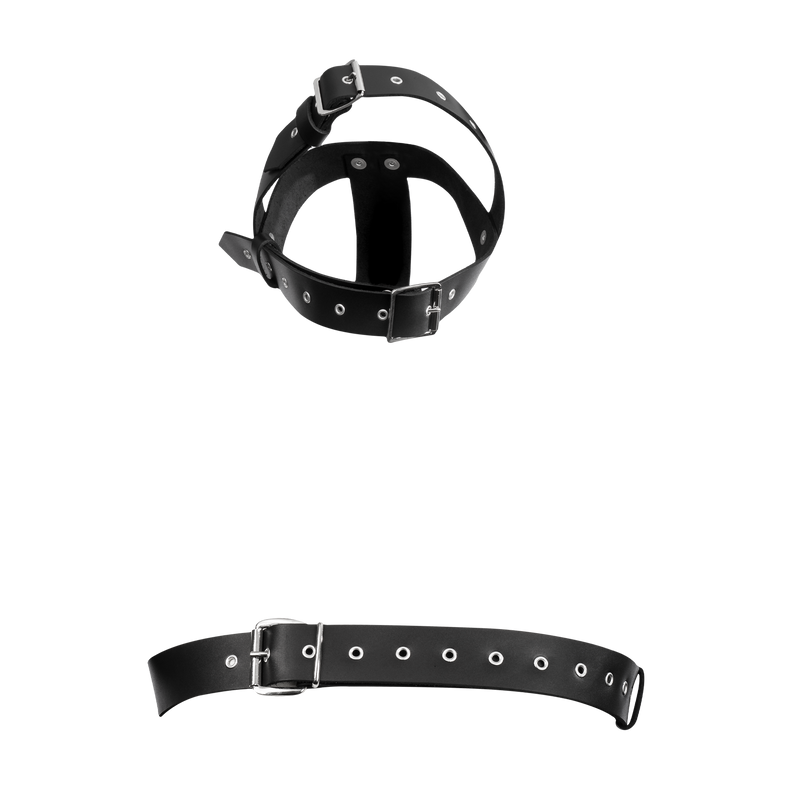 Rimba - Leather Restraint Head Harness - Black-Erotiekvoordeel.nl