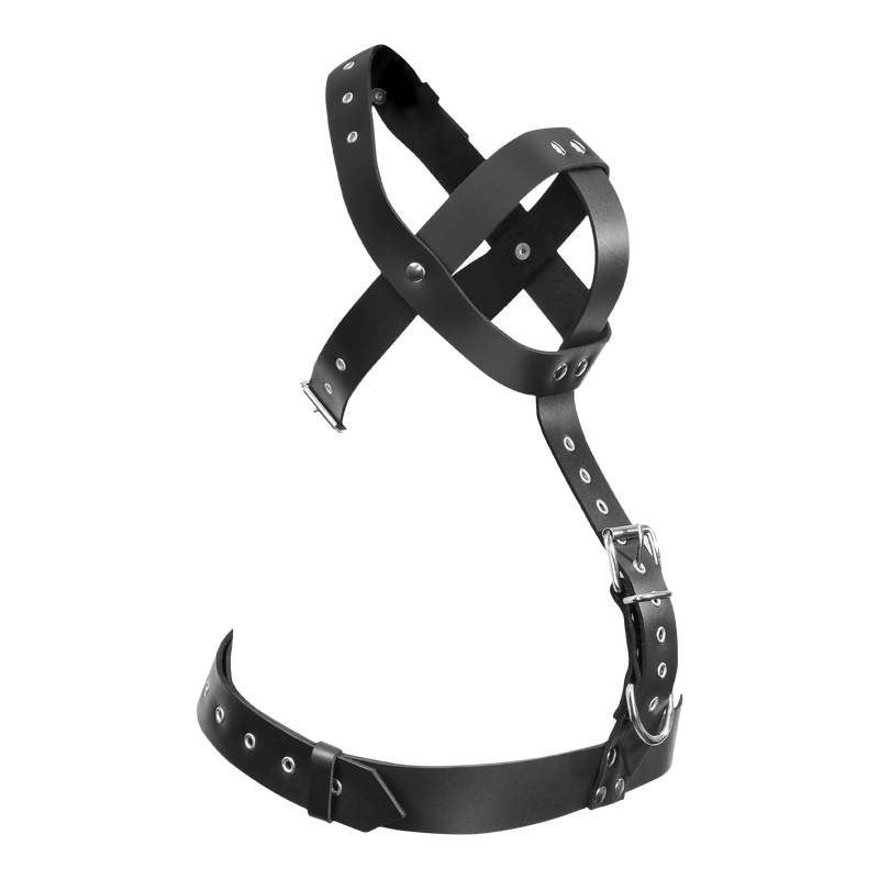 Rimba - Leather Restraint Head Harness - Black-Erotiekvoordeel.nl