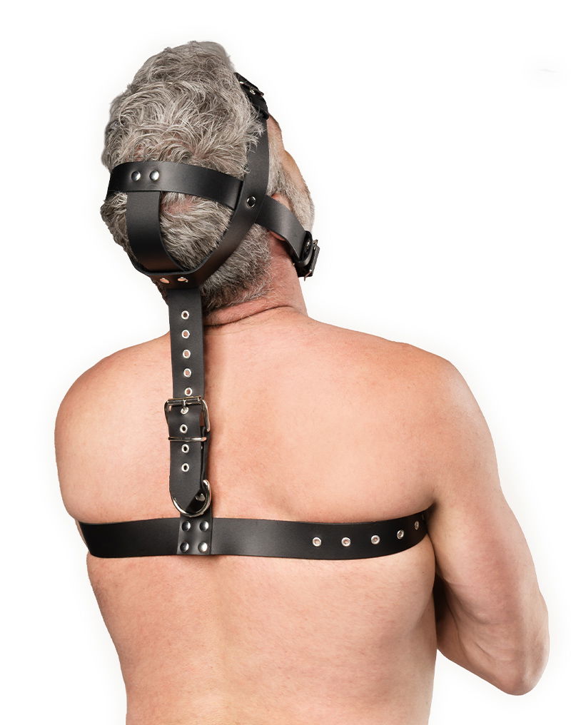 Rimba - Leather Restraint Head Harness - Black-Erotiekvoordeel.nl