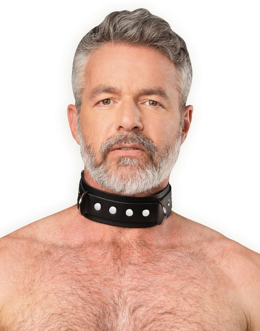 Rimba - Collier en cuir avec double anneau en D - Noir - Erotiekvoordeel.nl