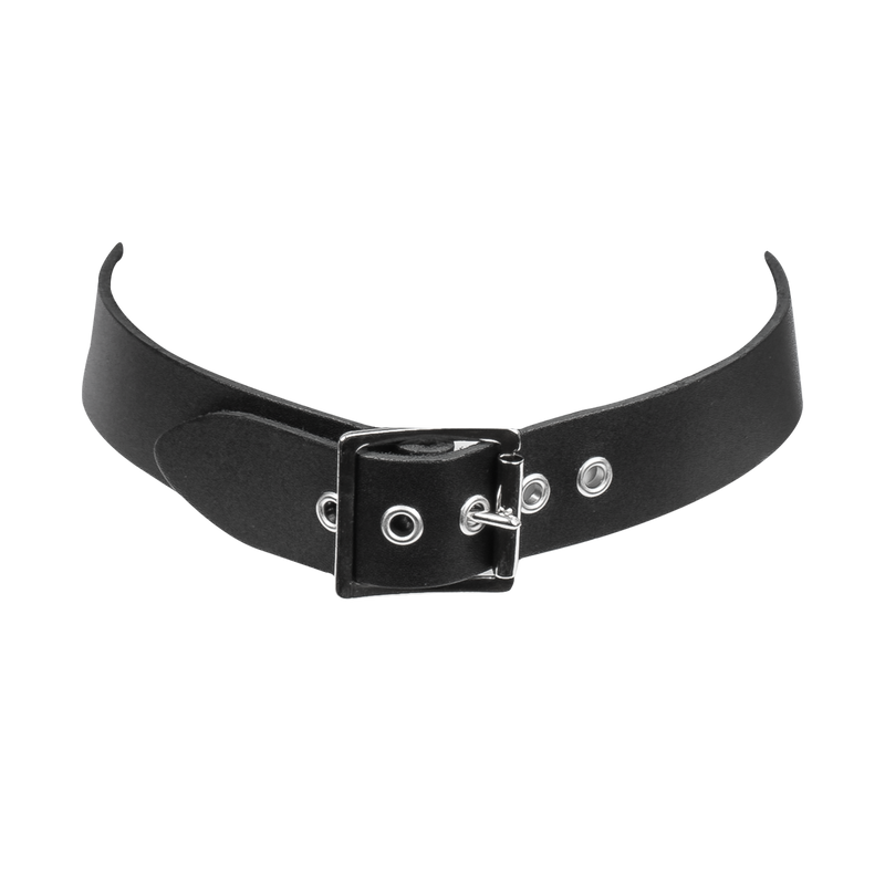 Rimba - Arnés de cuero para la cabeza con collar y gancho nasal - Negro-Erotiekvoordeel.nl