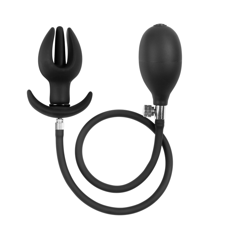 Rimba - Caleçon de chasteté en cuir pour hommes avec plug anal gonflable - Noir-Erotiekvoordeel.nl