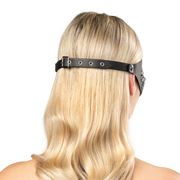 Rimba - Leather Mask with Chain Decoration - Black & Silver-Erotiekvoordeel.nl