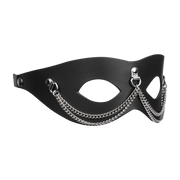 Rimba - Leather Mask with Chain Decoration - Black & Silver-Erotiekvoordeel.nl
