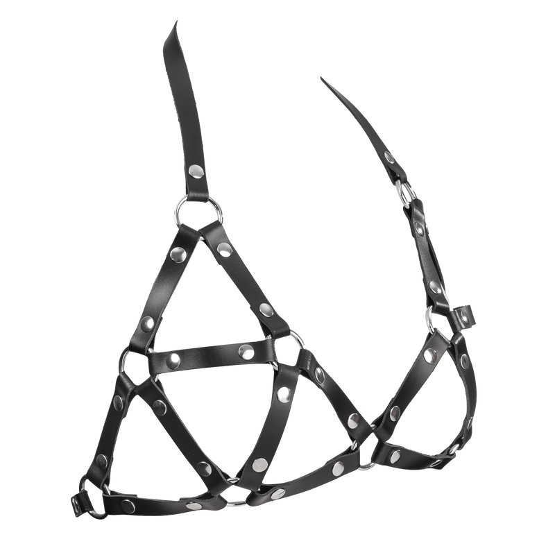 Rimba - Leather Strap-On Bra - Fetish Harness - Black-Erotiekvoordeel.nl