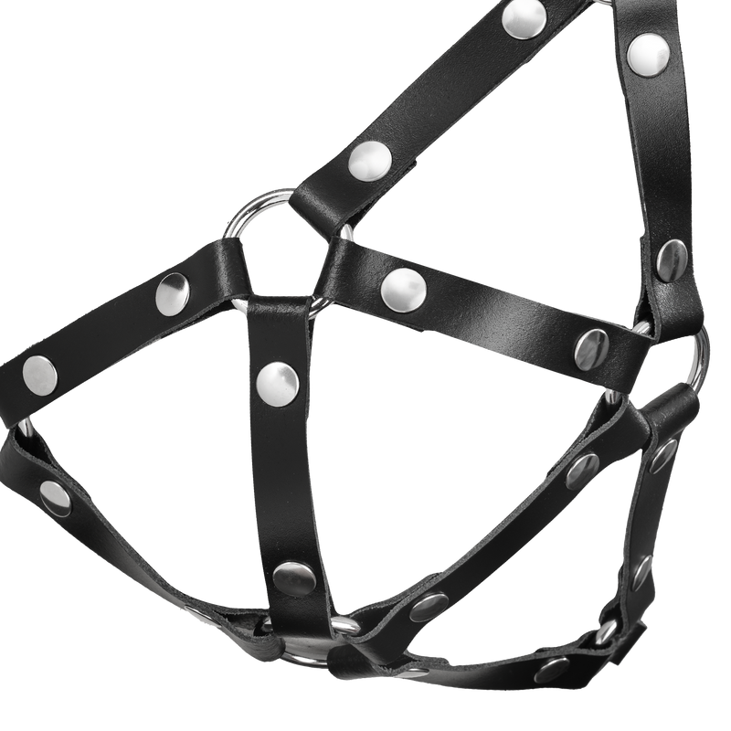 Rimba - Leather Strap-On Bra - Fetish Harness - Black-Erotiekvoordeel.nl