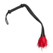 Rimba - Braided Leather Whip with Feathers - Black/Red - Erotiekvoordeel.nl