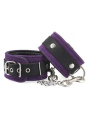 Rimba Bondage Play - Esposas de tobillo de cuero de lujo - Con mosquetones y cadena - Ante rosa/cuero negro-Erotiekvoordeel.nl