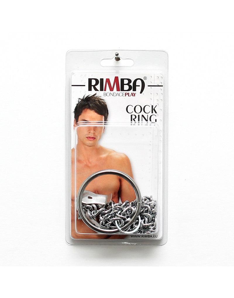 Rimba Bondage Play - Metall-Nippelklemmen mit Kette und Hodensackring Ø 50 mm - Erotiekvoordeel.nl