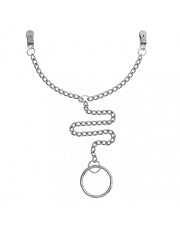 Rimba Bondage Play - Metallene Nippelklemmen mit Kette und Hodensackring Ø 50 mm - Erotiekvoordeel.nl