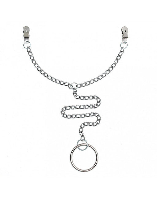 Rimba Bondage Play - Metal Nipple Clamps With Chain And Scrotum Ring Ø 50 mm-Erotiekvoordeel.nl