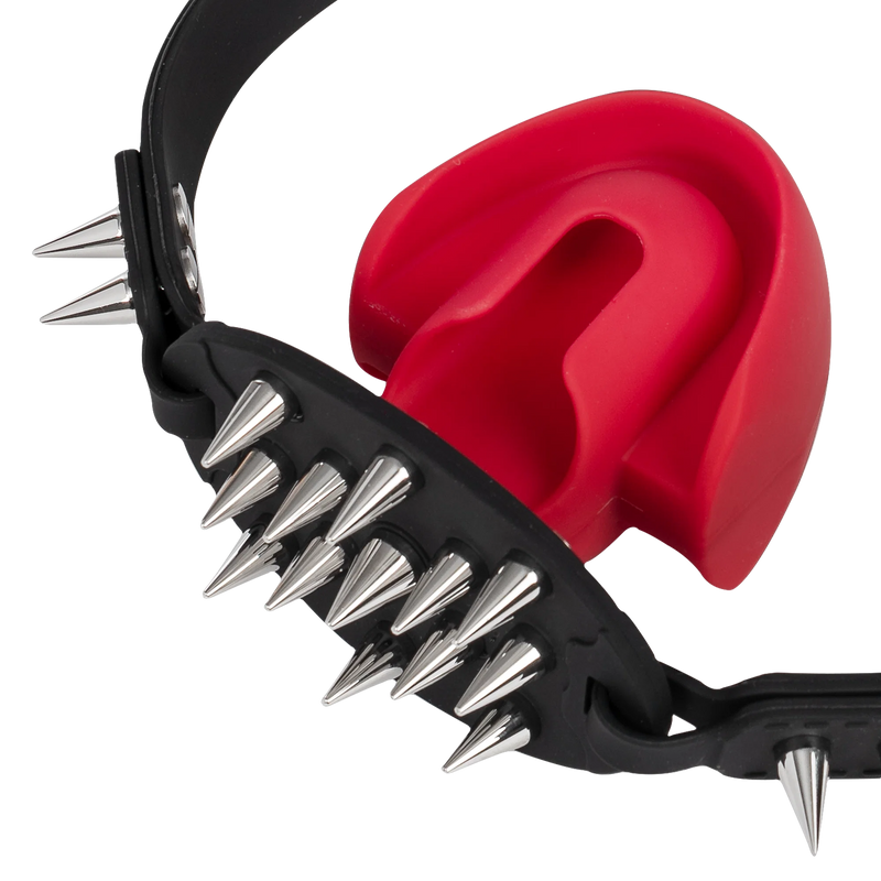 Rimba - Mondknevel met Bit en Studs — Zwart/Rood-Erotiekvoordeel.nl