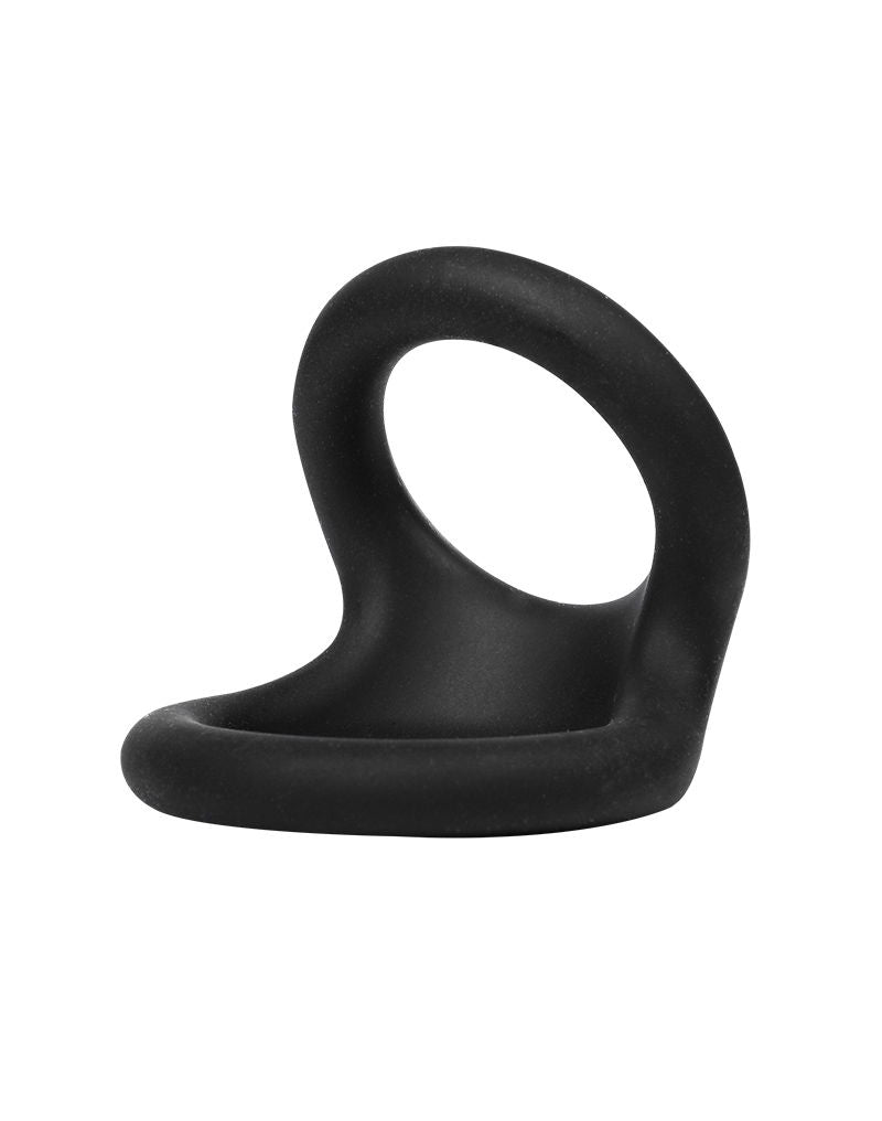 Rimba - Anillo doble elástico de silicona para el pene - Negro-Erotiekvoordeel.nl