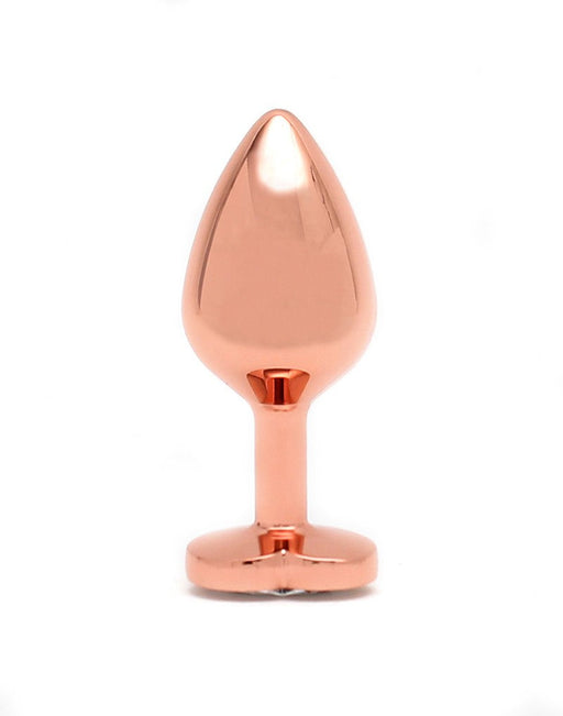 Rimba - Plug anale in alluminio oro rosa con cristallo a forma di cuore - Erotiekvoordeel.nl