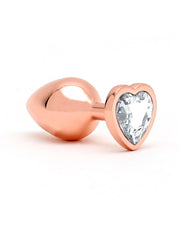 Rimba - Plug anale in alluminio oro rosa con cristallo a forma di cuore - Erotiekvoordeel.nl