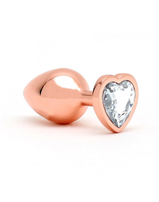 Rimba - Plug anale in alluminio oro rosa con cristallo a forma di cuore - Erotiekvoordeel.nl