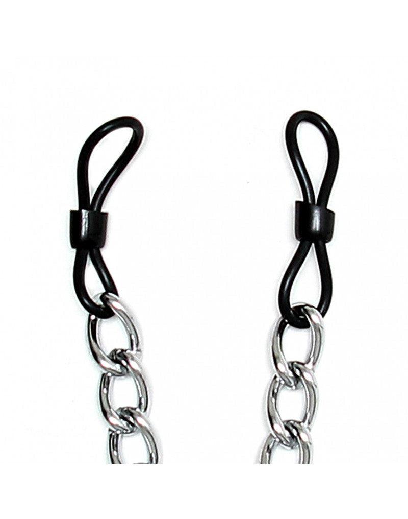 Rimba Bondage Play - Gummi-Ringe Nippelklemmen mit Kette - Verstellbar - Erotiekvoordeel.nl