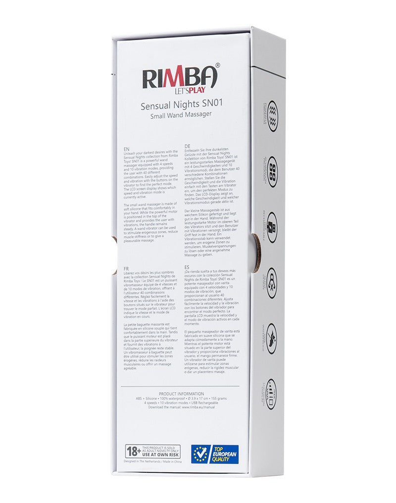 Rimba - Sensual Nights SN01 - Kleine Wand Vibrator - Massager - Zwart-Erotiekvoordeel.nl