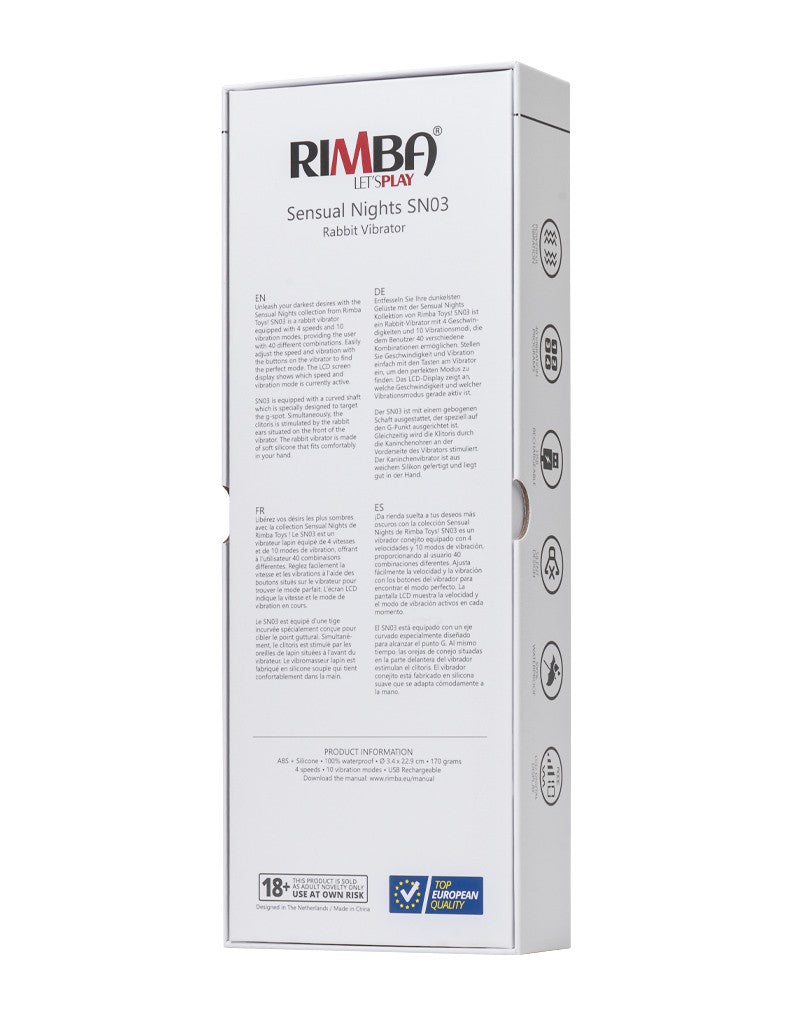 Rimba - Sensual Nights SN03 - Rabbit Vibrator - Zwart-Erotiekvoordeel.nl