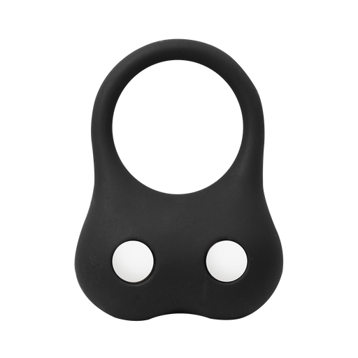 Rimba - Estirador de testículos de silicona con dos bolitas metálicas - 70 gramos - Negro-Erotiekvoordeel.nl